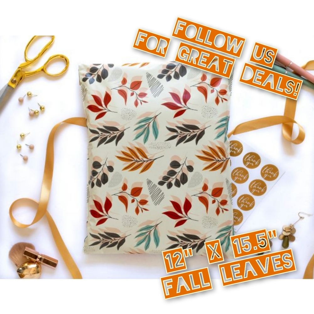 50 Fall Leaves Poly Mailers 12x15.5